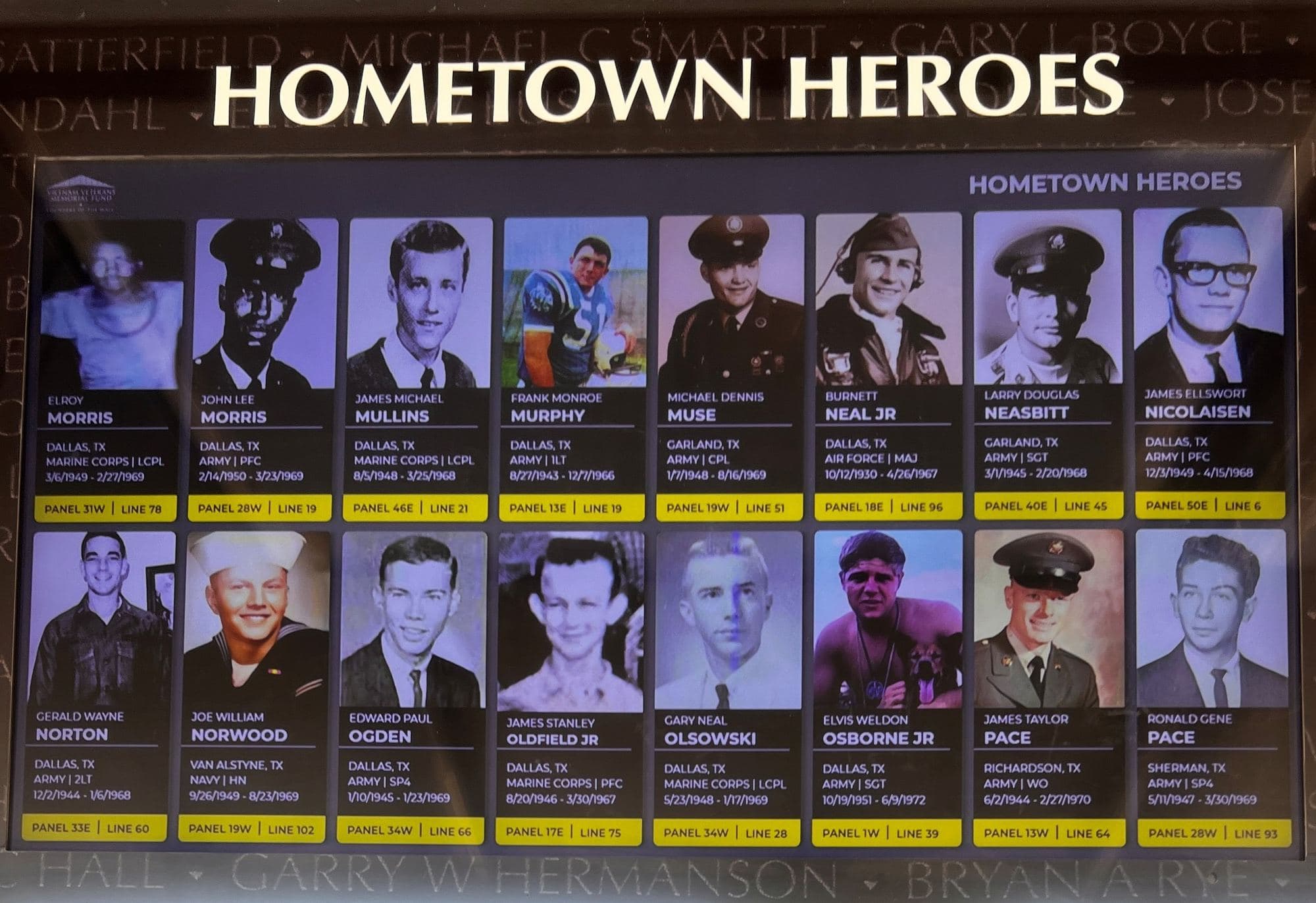 The Hometown Heroes display showing photographs of local service members